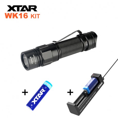 Kit Mini lampe torche EDC rechargeable 550 lumens Xtar WK16 + Chargeur + Batterie