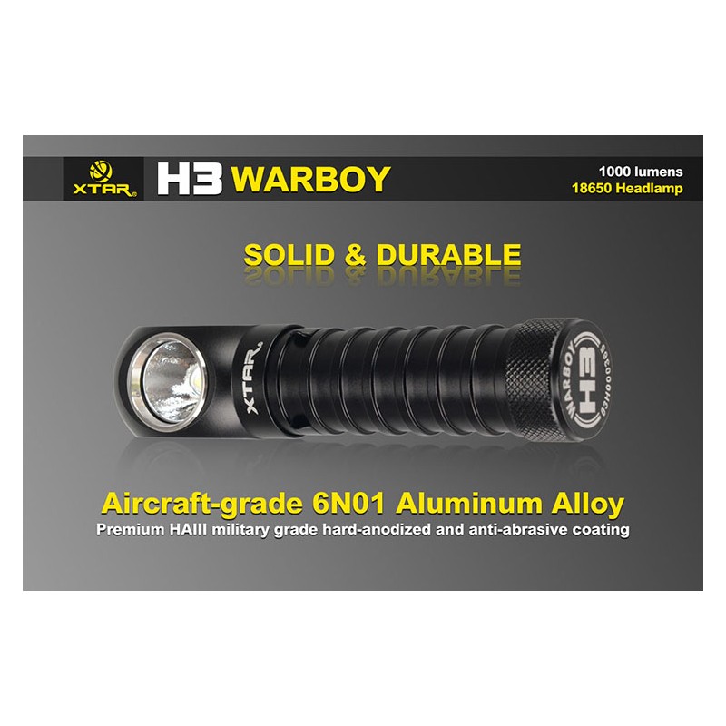 Lampe frontale ultra puissante Xtar H3 Warboy 1000 lumens