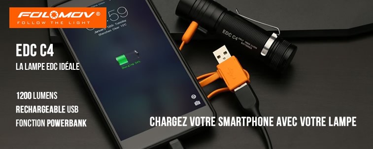 Folomov EDC C4 lampe de poche powerbank